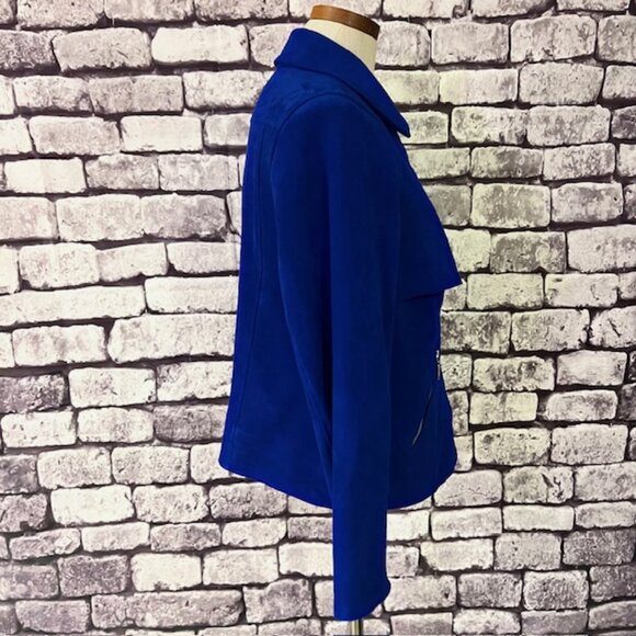 Chico's Blue Suede Like Fabric Long Sleeve Jacket Size M - Picture 6 of 7